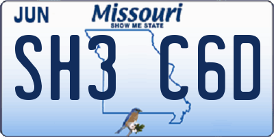 MO license plate SH3C6D