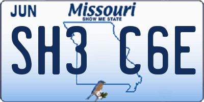 MO license plate SH3C6E