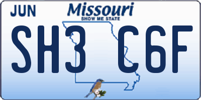 MO license plate SH3C6F