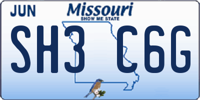 MO license plate SH3C6G