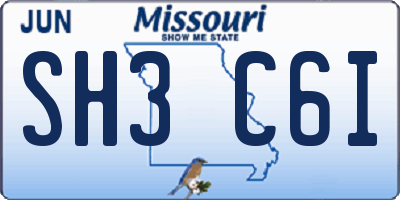 MO license plate SH3C6I