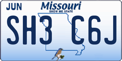 MO license plate SH3C6J