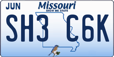 MO license plate SH3C6K