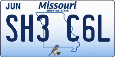 MO license plate SH3C6L