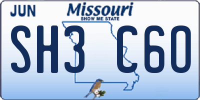 MO license plate SH3C6O