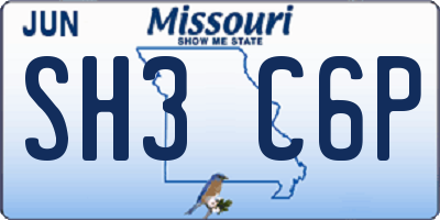 MO license plate SH3C6P