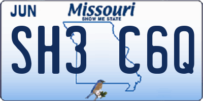 MO license plate SH3C6Q