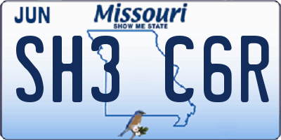 MO license plate SH3C6R