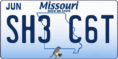 MO license plate SH3C6T