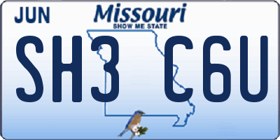 MO license plate SH3C6U