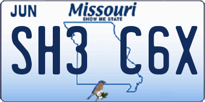 MO license plate SH3C6X