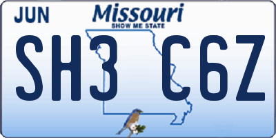 MO license plate SH3C6Z