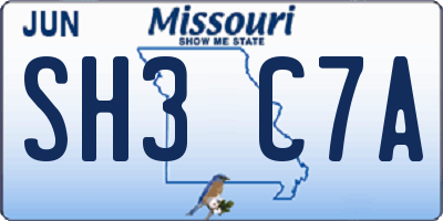 MO license plate SH3C7A