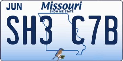 MO license plate SH3C7B