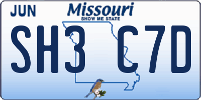 MO license plate SH3C7D