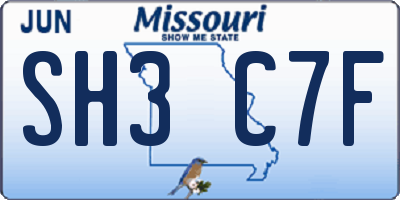 MO license plate SH3C7F