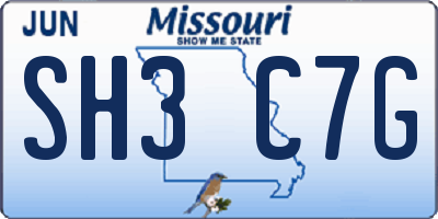 MO license plate SH3C7G