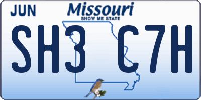 MO license plate SH3C7H