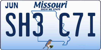 MO license plate SH3C7I