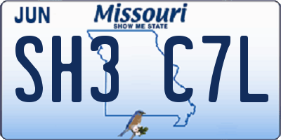 MO license plate SH3C7L