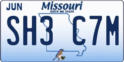 MO license plate SH3C7M