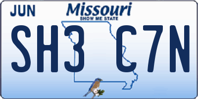 MO license plate SH3C7N