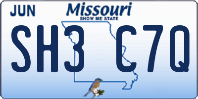 MO license plate SH3C7Q