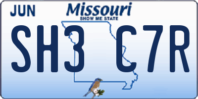MO license plate SH3C7R