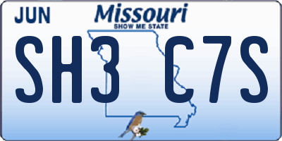 MO license plate SH3C7S