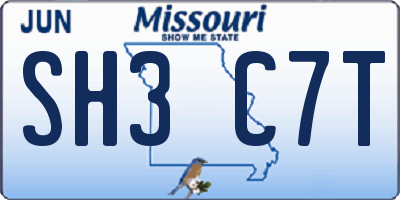 MO license plate SH3C7T