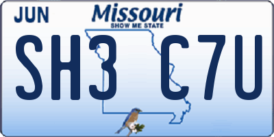 MO license plate SH3C7U