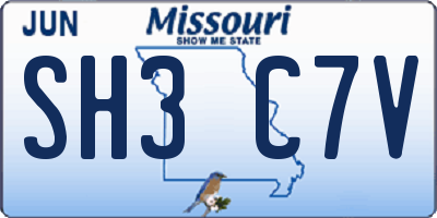 MO license plate SH3C7V
