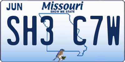 MO license plate SH3C7W