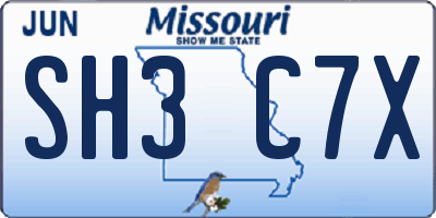 MO license plate SH3C7X