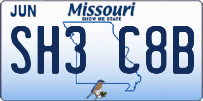 MO license plate SH3C8B