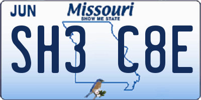 MO license plate SH3C8E