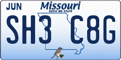 MO license plate SH3C8G