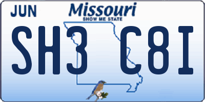 MO license plate SH3C8I