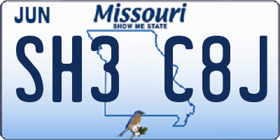 MO license plate SH3C8J