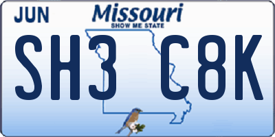 MO license plate SH3C8K