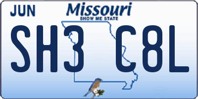 MO license plate SH3C8L
