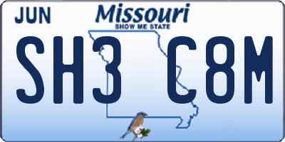 MO license plate SH3C8M