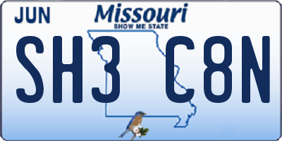 MO license plate SH3C8N