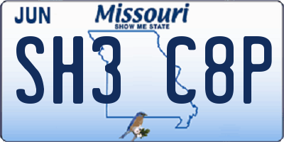 MO license plate SH3C8P