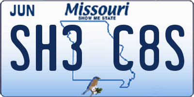 MO license plate SH3C8S