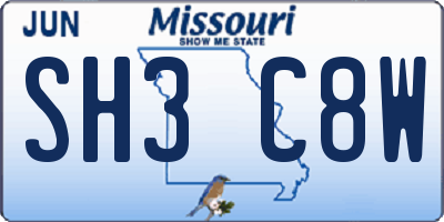 MO license plate SH3C8W