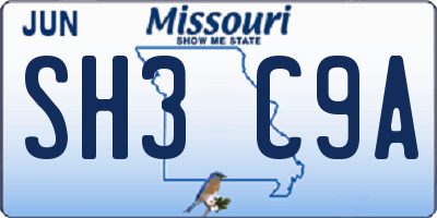 MO license plate SH3C9A