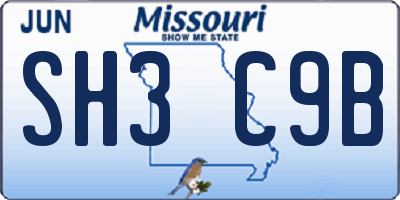 MO license plate SH3C9B