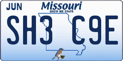 MO license plate SH3C9E