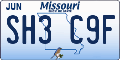 MO license plate SH3C9F